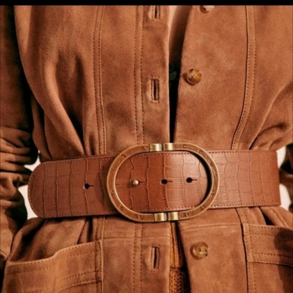 Sezane Accessories - Nwt! Sezane fetiche belt in croco camel